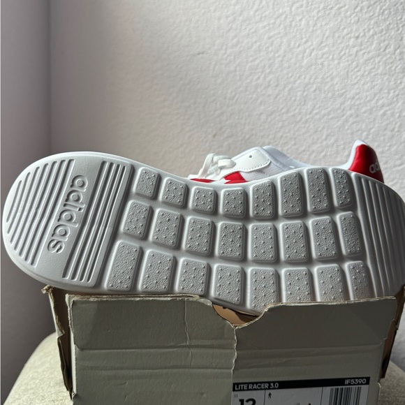 Adidas Lite Racer 3.0 Men`s Training Shoes Sneakers White Red - Picture 8 of 9